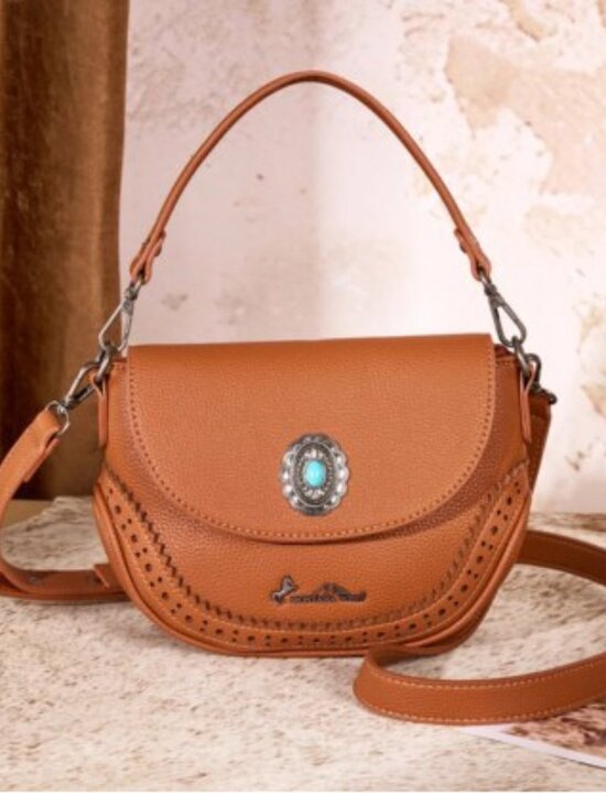 Montana West Handbags - Montana West Western Saddle Crossbody Purse Turquoise Concho Brown NWT
